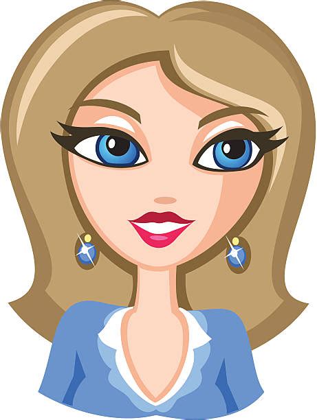 Blonde Hair Blue Eyed Woman Cartoon Illustrations Royalty Free Vector