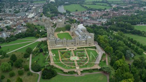 Orbiting Away From Windsor Castle And East Terrace Lawn England