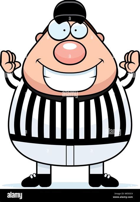 A Cartoon Illustration Of A Referee Signaling A Touchdown Stock Vector