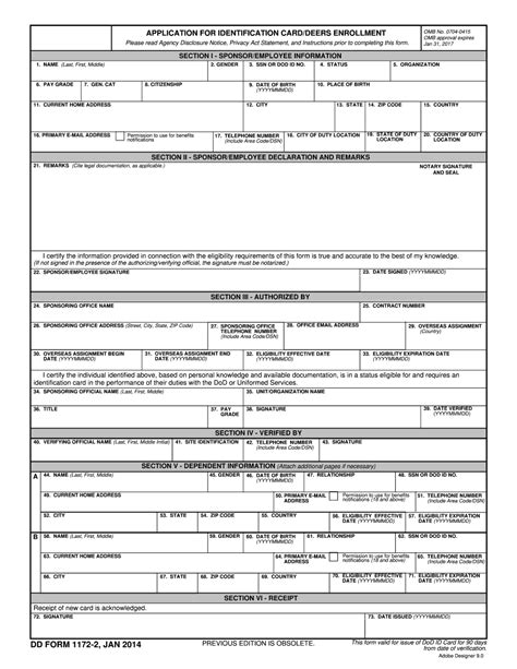 Dod Id Form 1172 2 Fillable Printable Forms Free Online