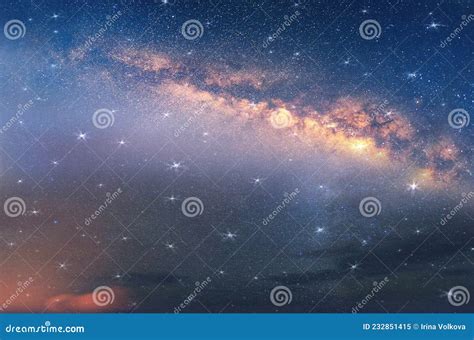 Big Bright Starry Sky Night Blue Milky Way Universe Aurora Borealis On