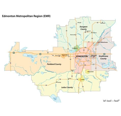 Administrative Vector Map Of The Edmonton Metropolitan Royalty Free