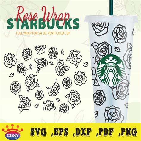 Flower Starbucks Full Wrap Svg Starbucks Cup Svg Cute Starbucks Svg
