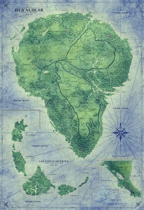 Nicely Designed Map Of Isla Nublar Jurassic Dinosaure Jurassic World