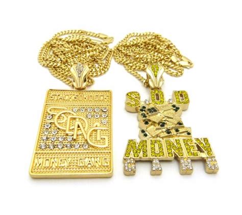 New Sod Money Gang Pendants And Cuban Chains Hip Hop Necklaces Set