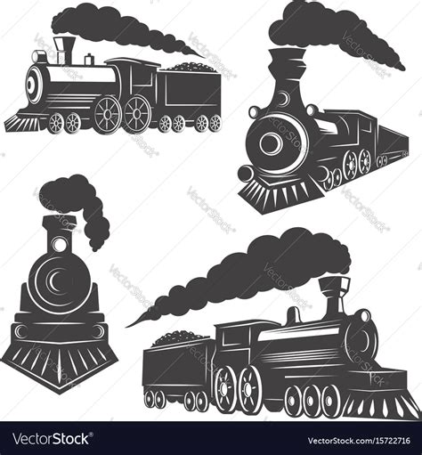 Set Trains Icons Isolated On White Background Vector Image