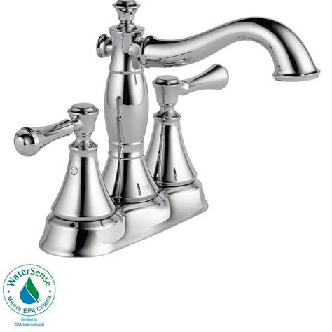 Inspired by a female silhouette with a cinched waist, the traditionally styled cassidy collection features clean lines and elegant design details. Delta Cassidy 4 in. Centerset 2-Handle Bathroom Faucet ...