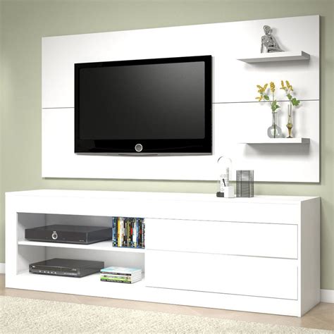 R$ 990,00 r$ 792,00 ou 10x de r$ 79,20 sem. Rack Com Painel para TV Giz Ate 55" Branco - Mobilarte