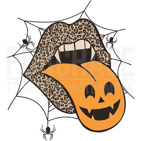 Leopard Lips Halloween Lips Vampire Mouth Pumpkin Tongue Svg