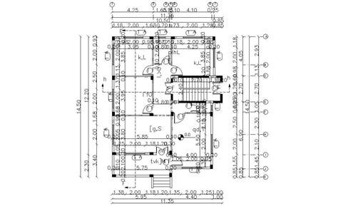 Column House Layout Plan With Dimension Cad Drawing Cadbull