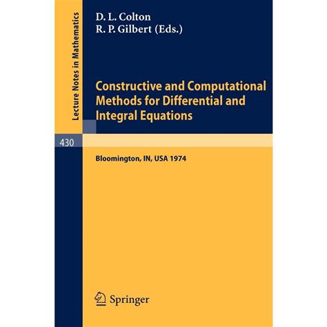 Constructive And Computational Methods For Differential And Integral Equations No Shoptime