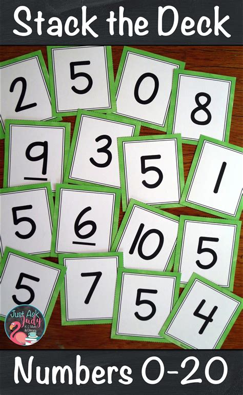 Number Recognition 0 20 Stack The Deck A Flashcard Activity Pre