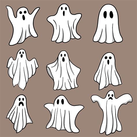 Simplicity Halloween Ghost Freehand Drawing Flat Design Collection