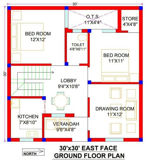30x30 House Plan 30x30 East Facing House Plans 30x30 House Plan