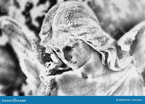 Angel Statue Stylized Black And White Drawing Stock Photo Image Of