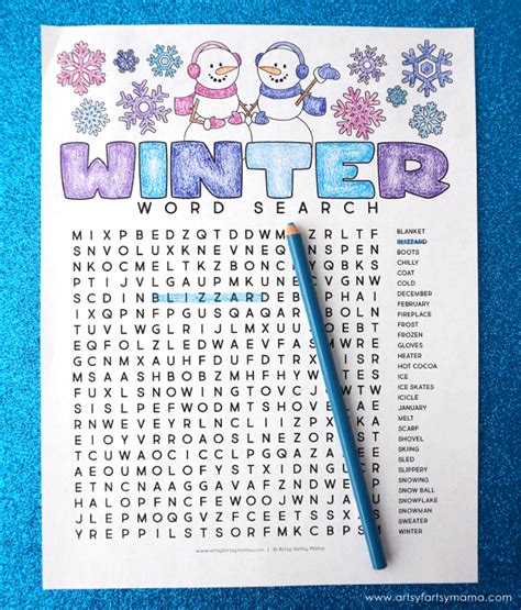 Free Printable Winter Word Search Coloring Page Artsy