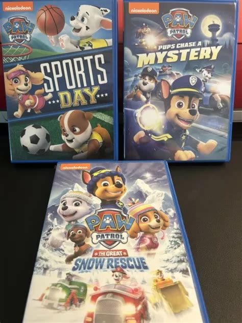 Paw Patrol Dvd Lot Of 3 Pups Chase A Mystery Sports Day Snow