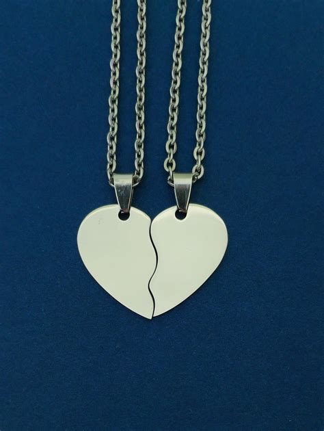 heart necklace for couples custom couples necklace broken etsy
