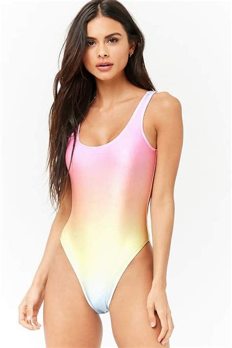 Buy forever 21 fashion products for women. Forever 21 Ombre One-Piece Swimsuit | Iskra Lawrence Ombre ...