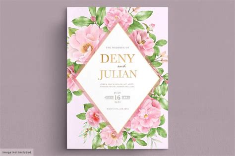 Premium Vector Elegant Camellia Floral Wedding Invitation Card Template