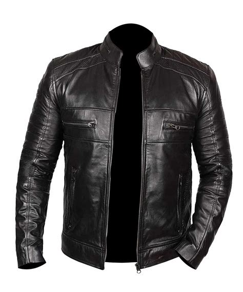 Johnson Black Real Leather Stylish Men Jacket The Genuine Leather
