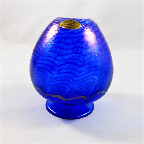 Robert Held Art Glass Vase In Iridescent Blue With Turquoise Etsy