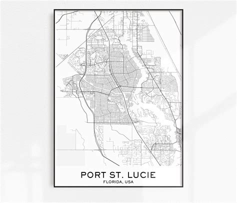 Port St Lucie Map Print City Map Prints Port St Lucie Map Etsy