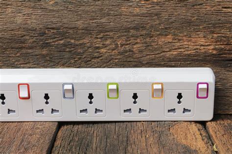 White Plug Socket Electric Power Bar Or Extension Block Stock Image Image Of Electric Floor