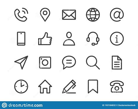 Contact Us Line Icon Minimal Vector Illustration With Simple Outline