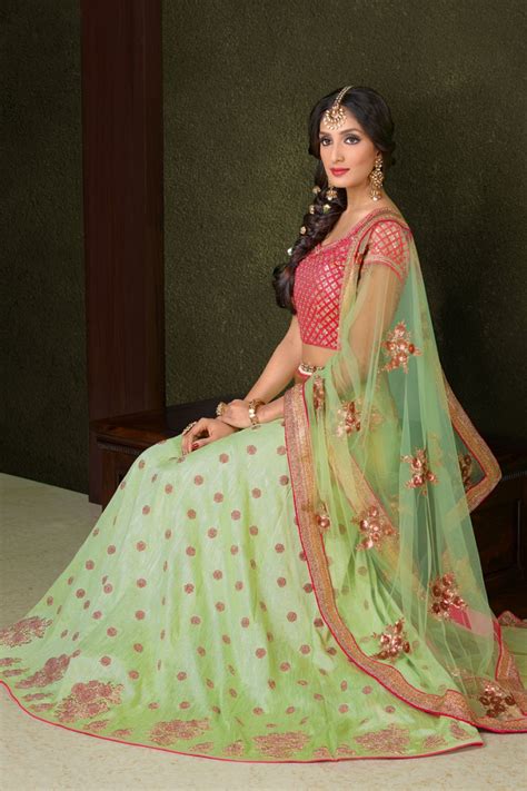 Buy Pista Green Silk Wedding Lehenga Choli In Uk Usa And Canada