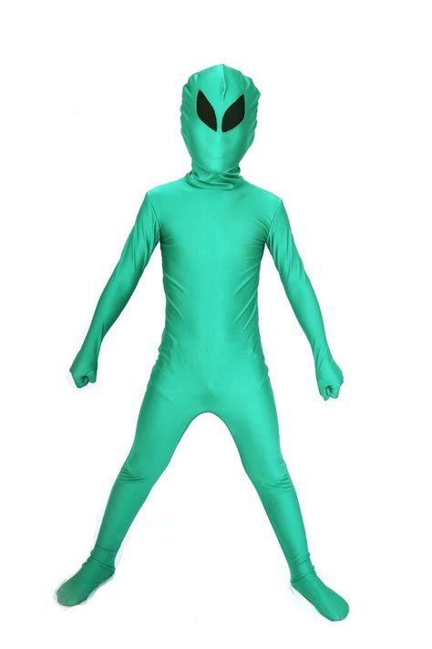 Kinder Alien Ganzkörper Anzug Kind Green Alien Spandex Lycra Zentai