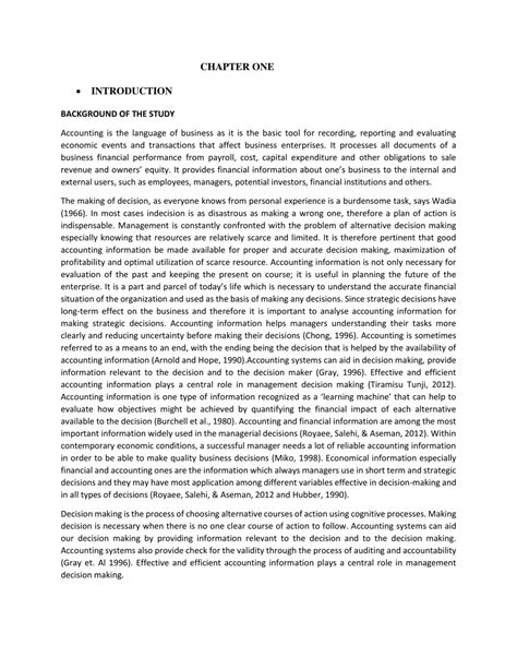 Pdf Chapter One Introduction Background Of The Study