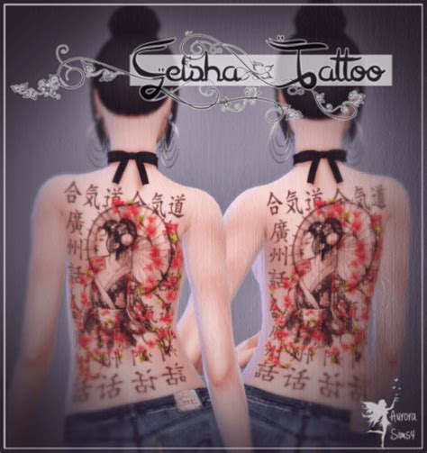 Geisha Tattoo For The Sims 4 By Aurora Spring4sims Sims 4 Sims 4