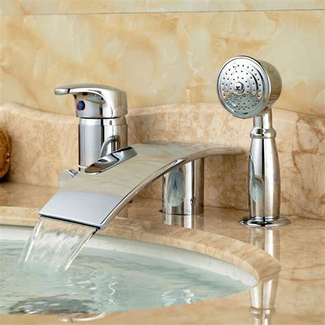 Chrome Finish Waterfall Spout Bath Tub Mixer Water Faucet Single Handle