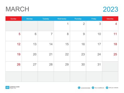 March 2023 Template Calendar 2023 Design Desk Calendar 2023 Template