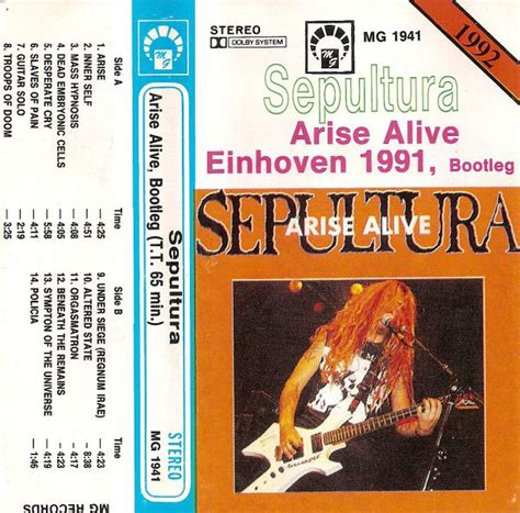 Sepultura Arise Alive Einhoven 1991 Bootleg 1992 Cassette Discogs