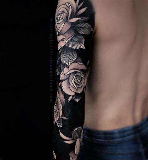 Black Roses And Skull Sleeve Tattoo By Rick Mcgrath Tattoonow