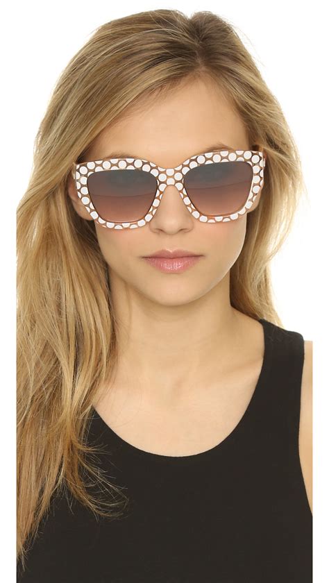 Lyst Le Specs Hermosa Sunglasses Blonde And White Spotbrown In White