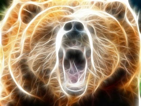 An Abstract Image Of A Bears Face With Its Mouth Wide Open And Glowing