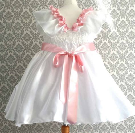All Sizes 39 Gbp Adult Baby Sissy Short Dress In White Satin Etsy