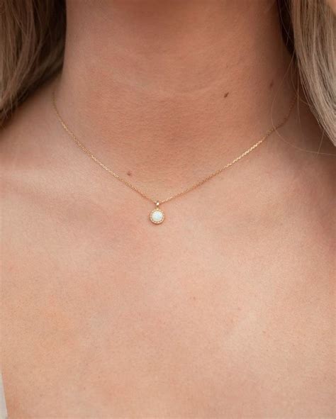 Delicate Necklace In Gold Necklace Simple Opal Necklace