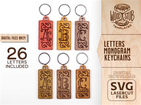 Letters Keychains SVG Monogram SVG Monogram Laser File - Etsy
