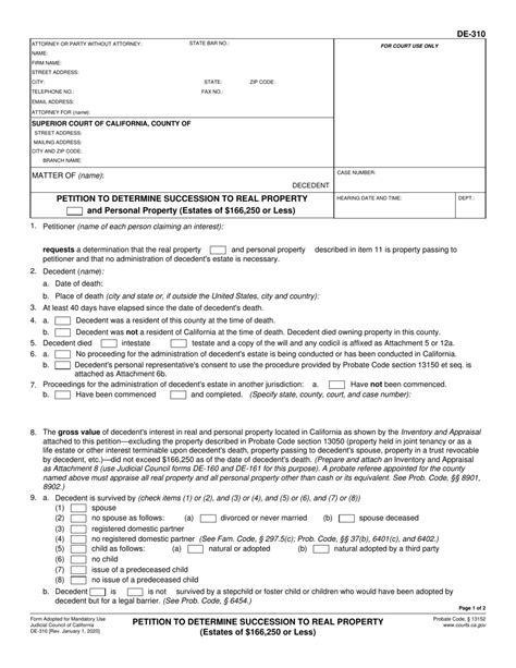 Form De 310 Download Fillable Pdf Or Fill Online Petition To Determine