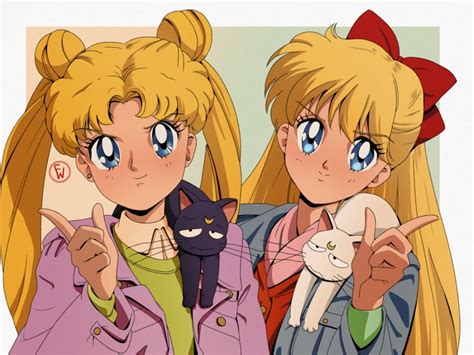 Tsukino Usagi Aino Minako Luna And Artemis Bishoujo Senshi Sailor Moon Drawn By Fritz