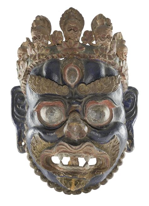 Wooden Mask Representing The Dharmapala Mahakala Tibet Late Th