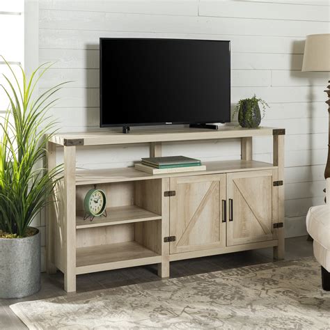 Woven Paths Modern Farmhouse Oak Tv Stand For Tvs Up To 65 White Oak