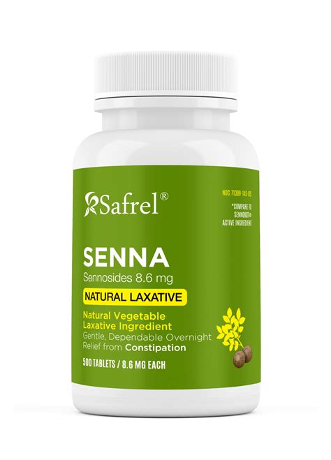 Safrel Senna 8 6 Mg Tablets 500 Count Natural Sennosides Vegetable Laxative For Constipation