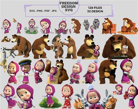 Masha And Bear Cartoon Movie Sticker Svg Png Pdf Etsy