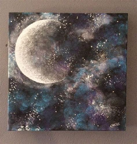 Original Acrylic Moongalaxy Painting On 12x12 Canvas Galaxy Painting