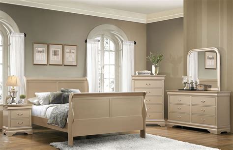 Upgrade your master bedroom with this luxurious cherry wood lousi phillippe bedroom collection. Hershel Louis Philippe Metallic Champagne Panel Bedroom ...